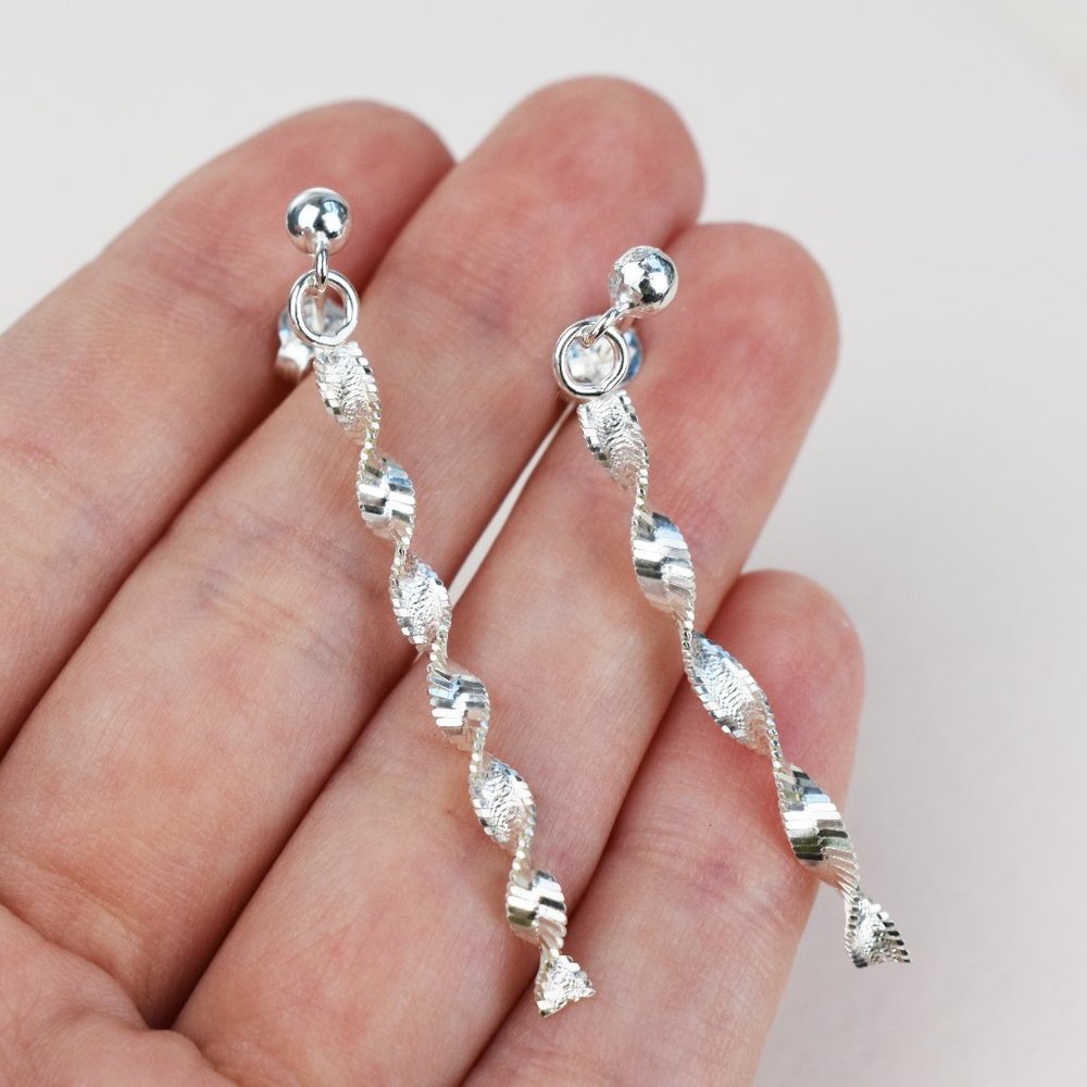 Long silver chain earrings, stylish minimalist earrings, basic simple jewelry